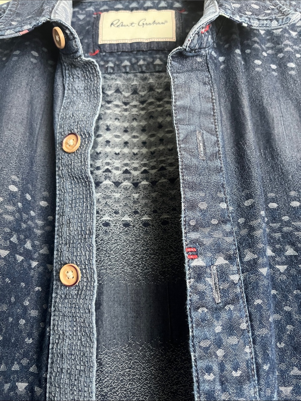 Robert Graham Navy Indigo Dotted-Stripe Button-Up Shirt - Picture 6 of 10